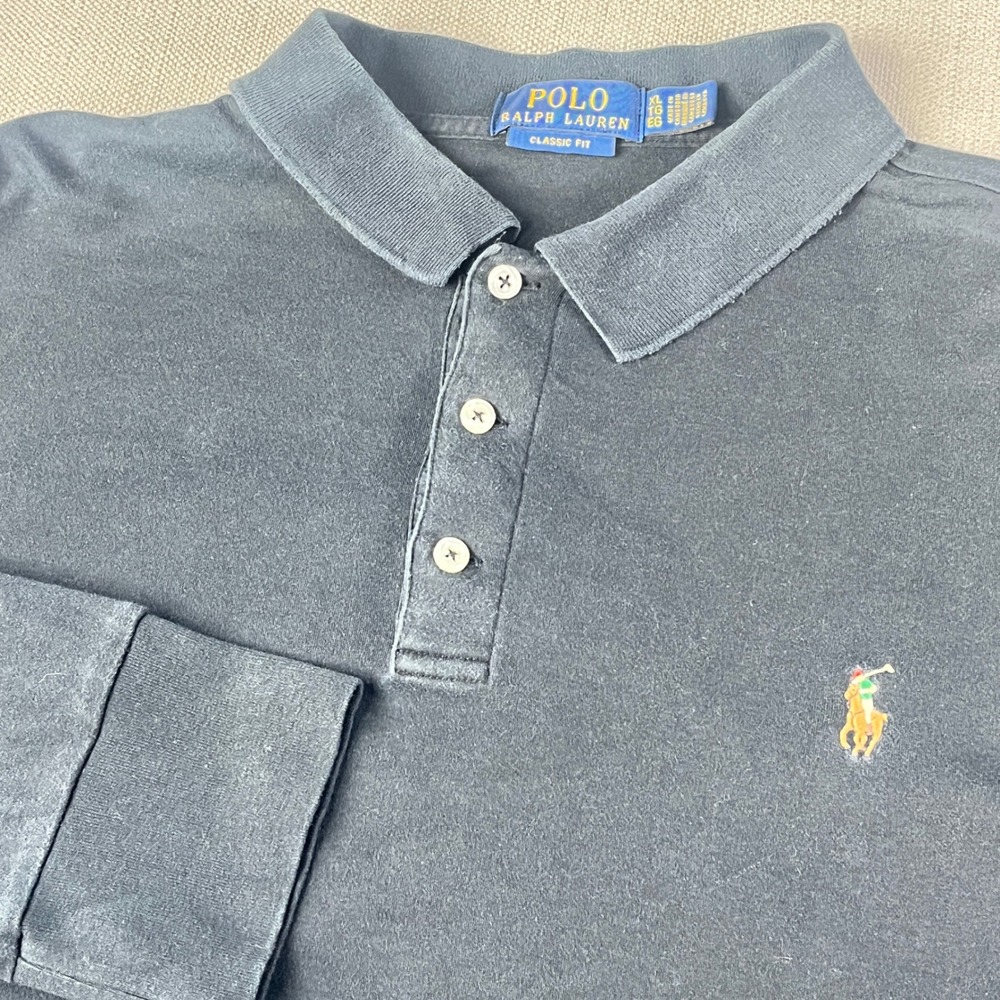 Polo Ralph Lauren Long Sleeve Polo Mens XL Black Classic Fit Cotton Pony Logo